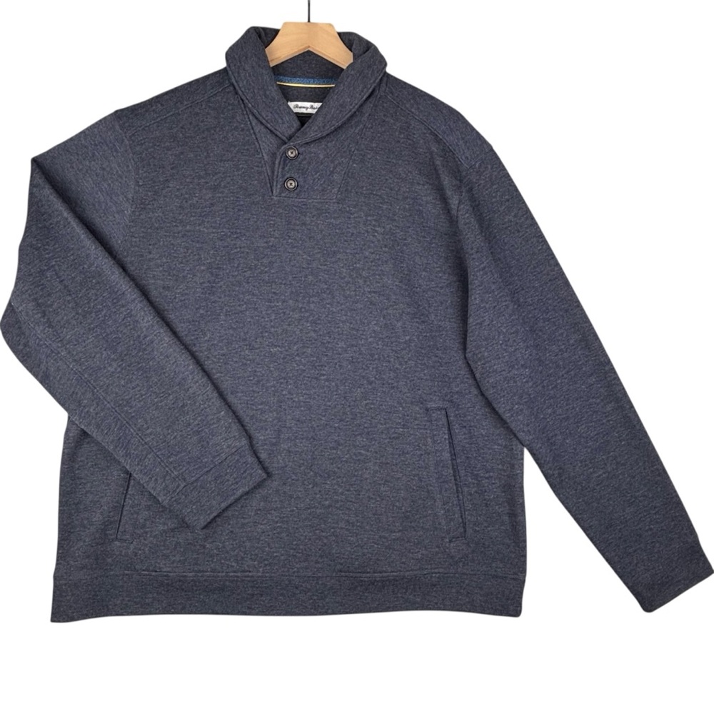Tommy Bahama Sweatshirt‎ Mens XL Blue Martinique Shawl Collar Buttons